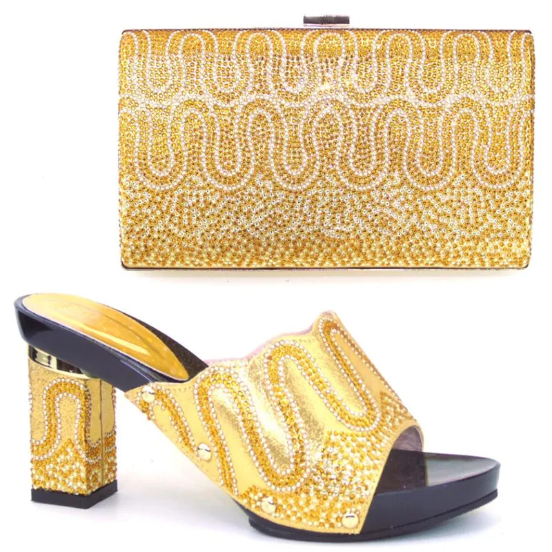 

African Women Bags And Shoes For Wedding Heels Rhinestones Good Quality 2016 Latest Italian Shoes With Matching Bags !MWE1-15