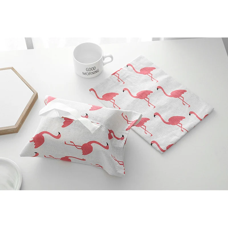 

'The Best' 1 Pcs Linen Tissue Box Flamingo Bear Pattern Home Paper Cover Bag Napkin Holder Tissue Boxes 889