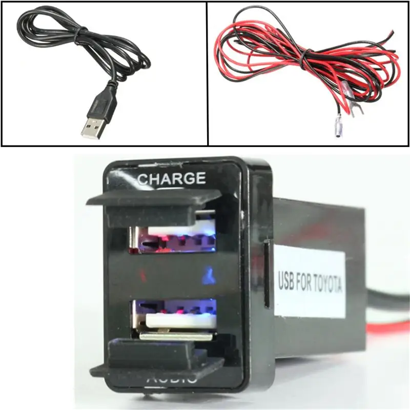 KROAK светодиодный двойной USB зарядное устройство адаптер питания аудио порт Интерфейс для Toyota/Prado 120 для Hilux/FJ/Cruiser/Landcruiser 100