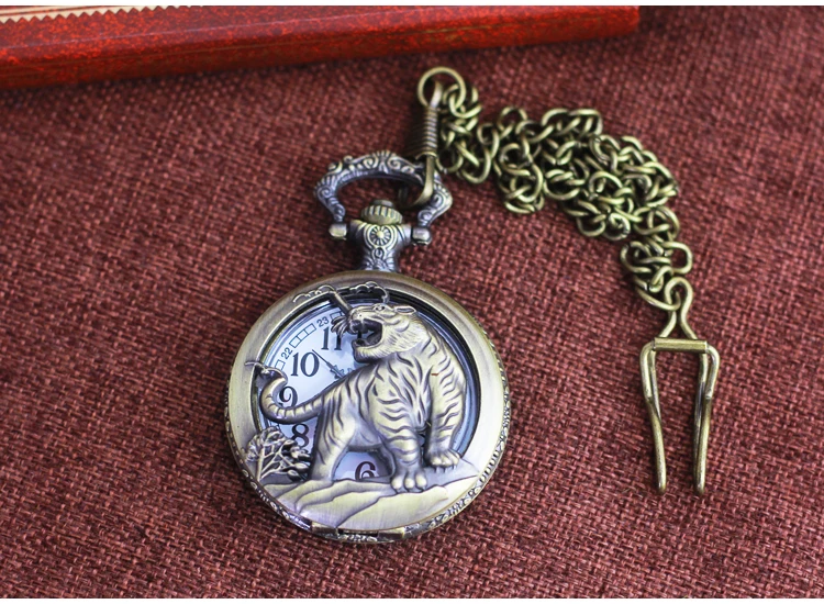 chaoyada women men large digital hollow 12 zodiac dragon animals quartz pocket watches unisex antique flip hanging chain clock