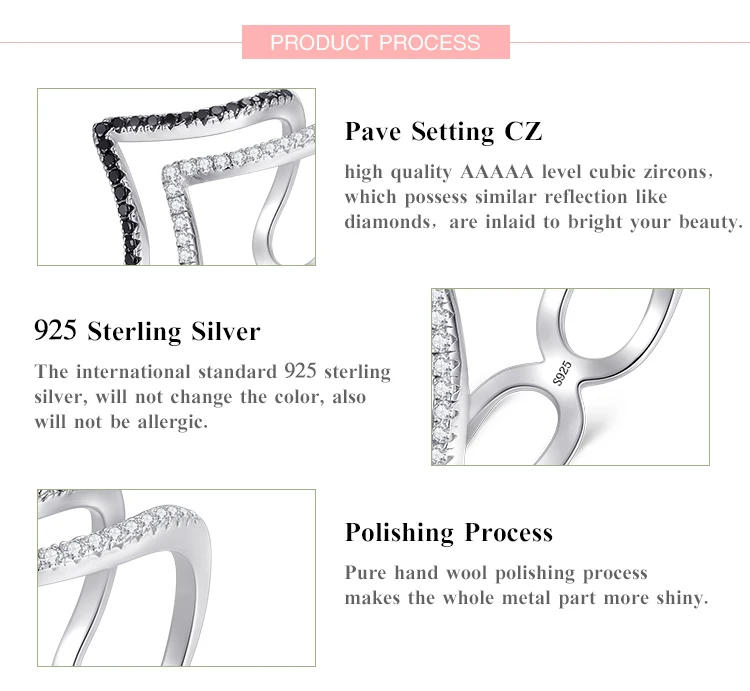 Modian, настоящее 925 пробы Серебряное кольцо, модные белые и черные стрелы, ювелирные изделия для женщин, сверкающие кольца с кубическим цирконием