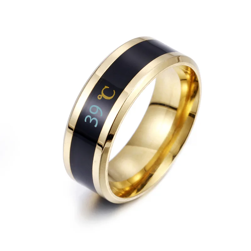 

Hot Sale 316L Stainless Steel Fashion Intelligent Thermometer Temperature Measuring Ring Simple Creative Wedding Jewelry