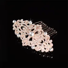 European Design flower Crystal combs hair bands Bridal Rhinestone Rose gold plating Women Jewelry Decor Wedding hair accessory