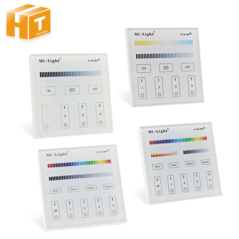 

Mi Light 4-Zone Smart Touch Panel Controller Brightness Dimming B1 B2 B3 B4 DIM /RGBW/RGB + CCT For Led Strip/Panel Light /Bulbs