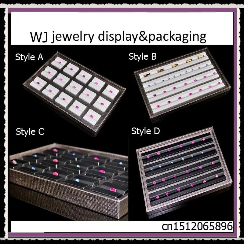 Loose Diamond Display Tray Gemstone Holder Stand PU Leather Jewelry