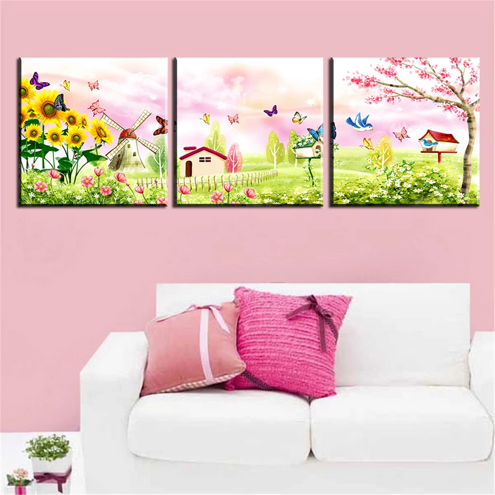 Canvas Painting No Frame Canvas Art Pictures Modern Pink Cartoon