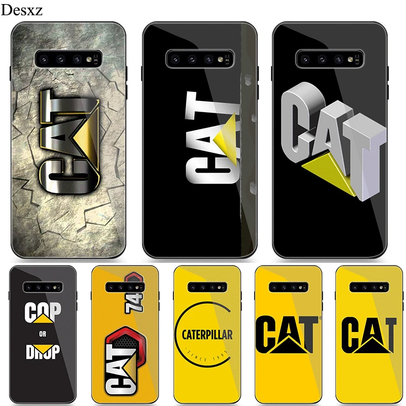 

Phone Case Glass For Samsung A40 A50 A10 A20 A30 A60 A70 S10 S7 Edge S8 S9 Plus Note 8 9 Cover Caterpillar Logo