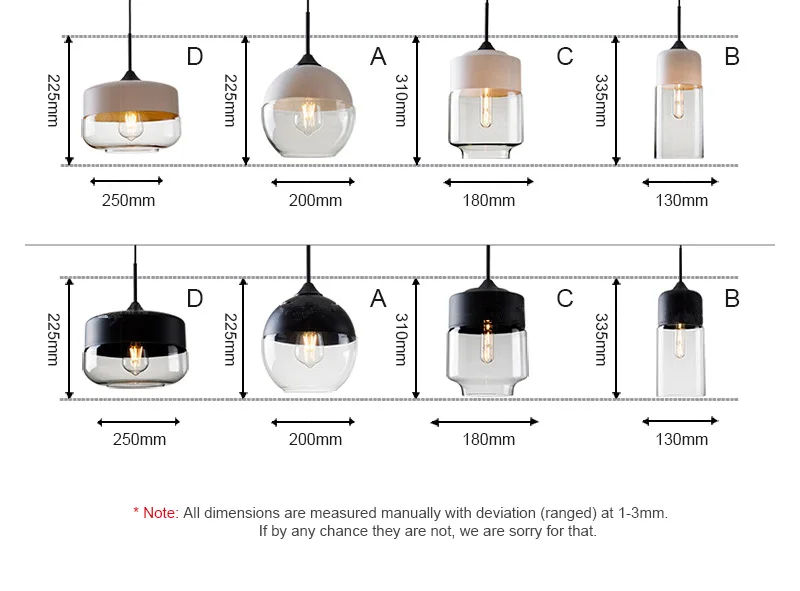 Nordic Modern loft hanging Glass Pendant Lamp Fixtures E27 E26 LED Pendant lights for Kitchen Restaurant Bar living room bedroom (1)
