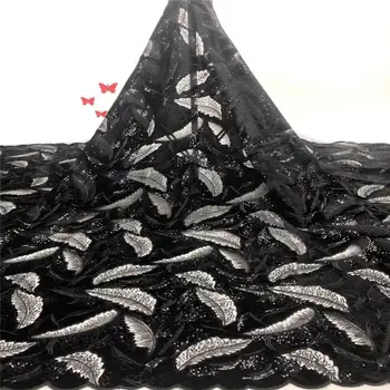 

Very soft black velvet Latest African Cord Lace Fabrics High Quality 2019 Nigerian Lace Fabric For Wedding African Lace Fabric