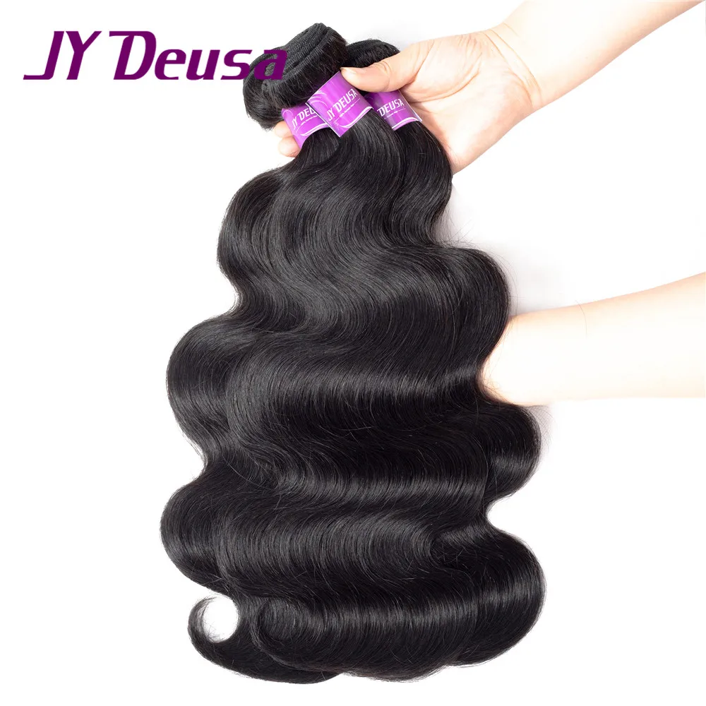 Jy деуса бразильские волосы переплетения 4 пучки 100% необработанной бразильский девственные волосы волны человеческого тела пучки волос