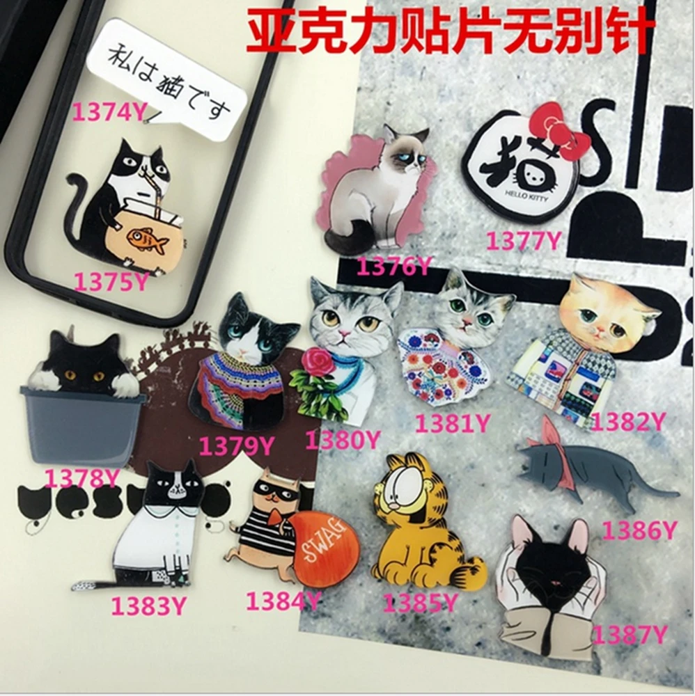 Кабошоны из смолы для рукоделия Kawaii Cat Flatback самодельных чехлов мобильных