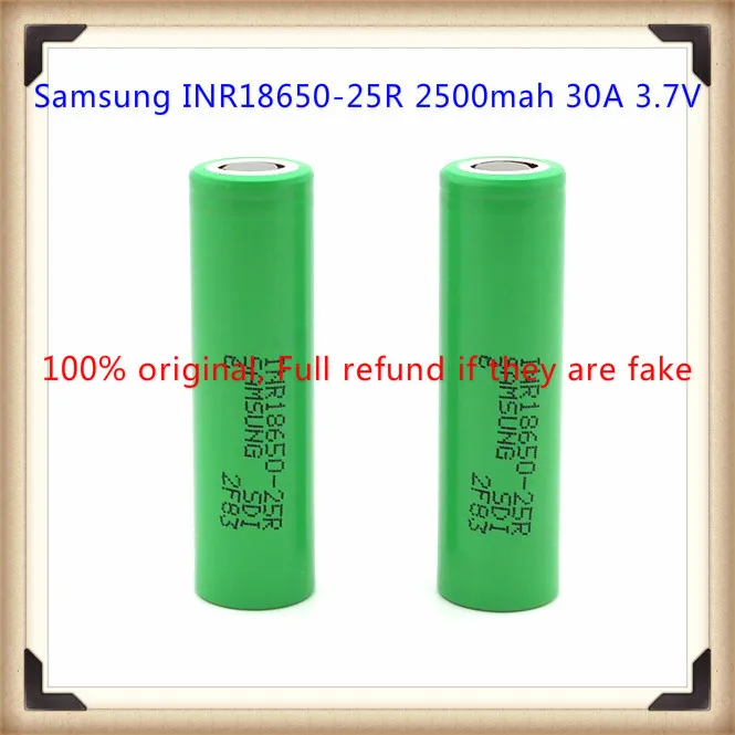 Для Samsung inr18650-25r 18650 2500 мАч 35a 3.7 В аккумуляторная батарея большой слив с плоской верхней (6 шт.)