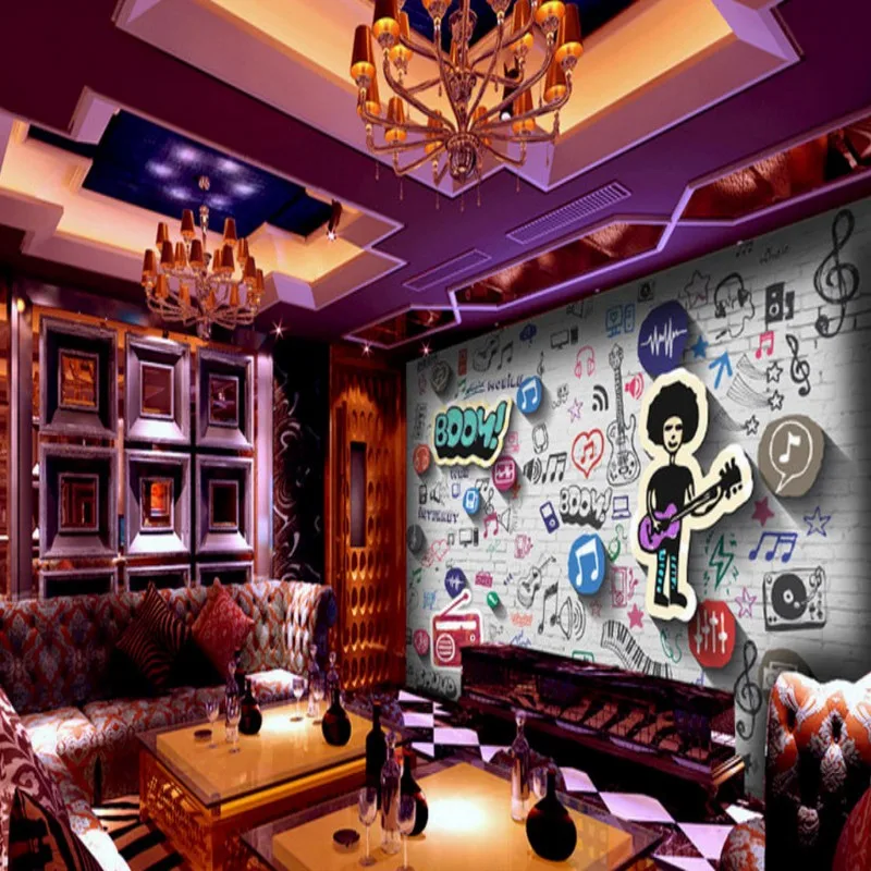 Us 11 78 20 Off Photo Wallpaper Custom White Brick Wall Music Symbol Modern Ktv Background Mural Bedroom Studio Mall Wallpaper In Wallpapers From