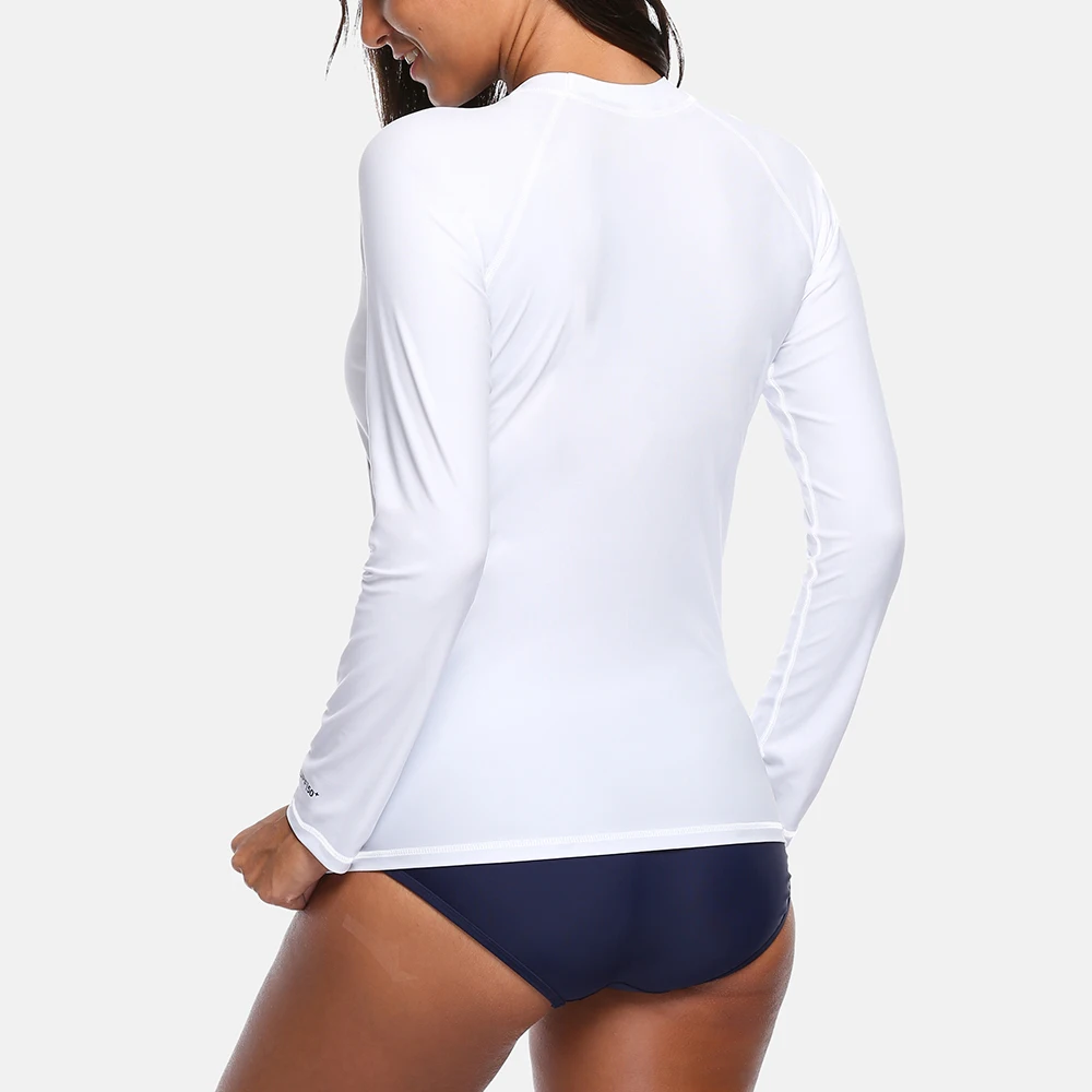 Charmo النساء طويل كم Rashguard قميص ملابس السباحة قمصان UPF50 + جوز الهند شجرة ملابس السباحة فوق البنفسجية حماية طفح الحرس الأعلى تصفح قميص