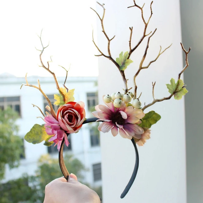 

Gothic Floral Flower Headband Handmade Goth Tree Branches HairBand Festival Wedding Hair Accessories