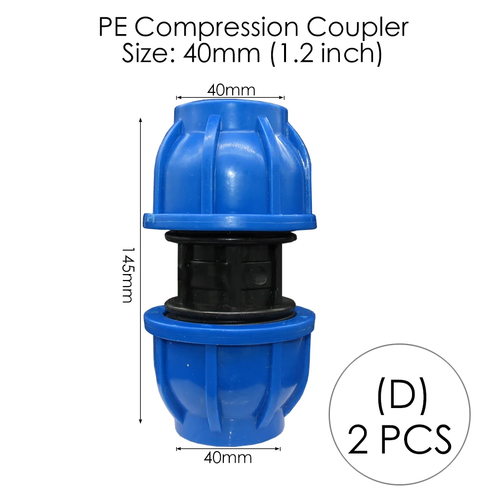 MUCIAKIE 20 25 32 40 50 60 мм HDPE компрессионная муфта садовый соединитель для воды полипропиленовые трубы для орошения быстроразъемные фитинги