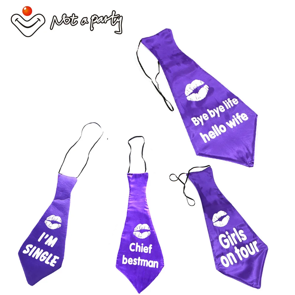  Purple fun invitation giant tie Bye bye life hello wife I AM SINGLE Chief bestman for bachelorette  - 32610925762