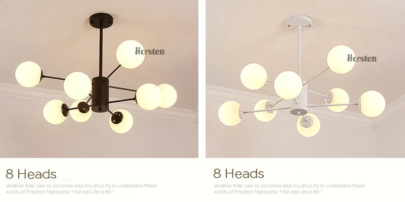 Horsten Nordic Creative Magic Bean Pendant Lights 6812 Heads Glass Ball Pendant Lamp For Living Dining Room Cafe Restaurant E27 (12)
