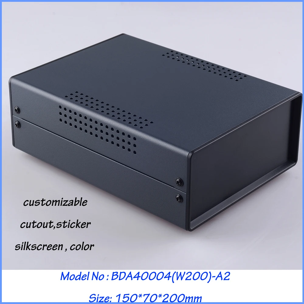 1) 150x70x200 мм металлическая коробка для электроники водонепроницаемая распределительная коробка инструмент черный Чехол Diy