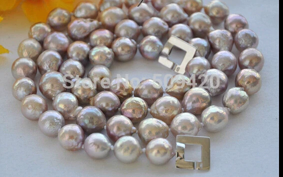 

Free ShippingLavender 13mm round keshi reborn freshater pearl necklace 33inch