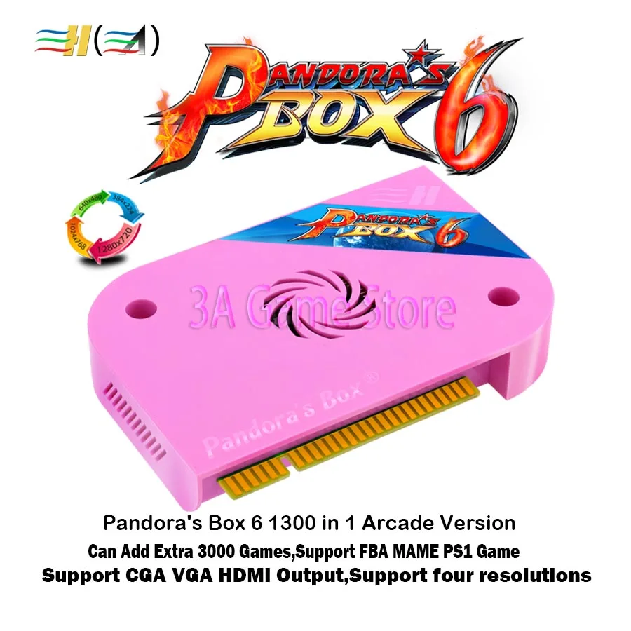 2019 New Pandora Box 6 1300 in 1 Arcade Version Pink Jamma Game Board CGA VGA HDMI Output For Arcade Machine Cabinet console CRT