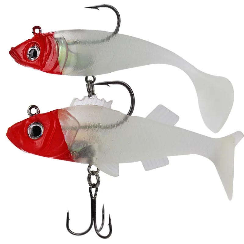 

1pcs lead head fish soft bait 8g 16g 19g 3d Eye Baits Lead Jig Fishing Lures Softbaits Fresh Salt Water with treble hook T tail