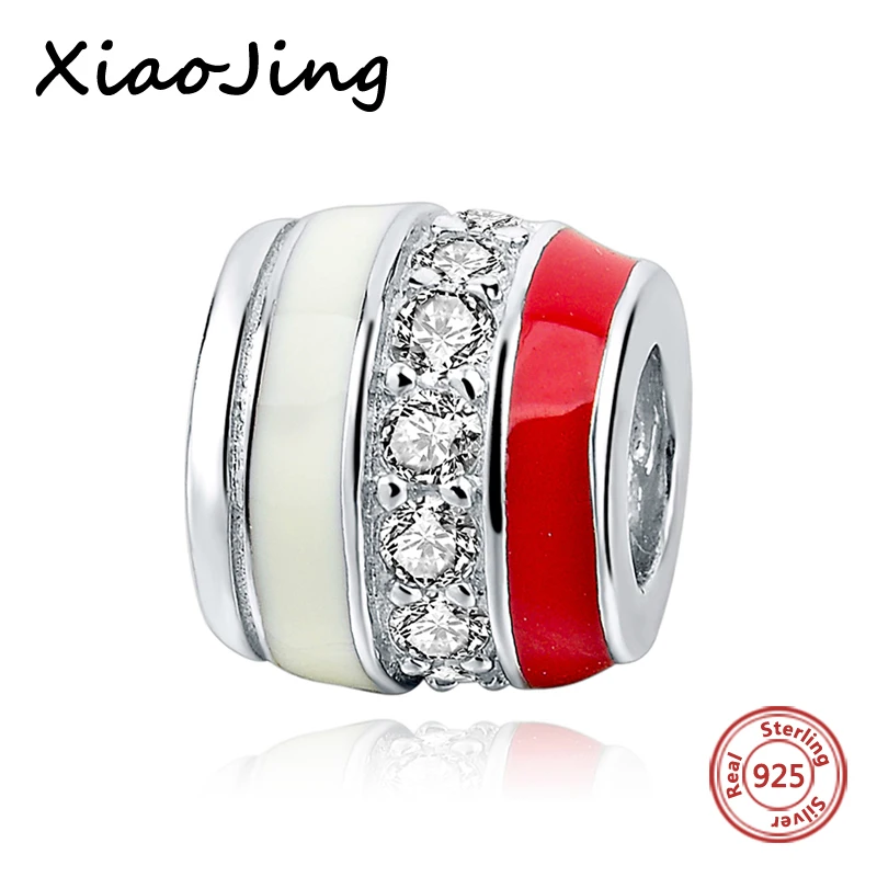 

100% 925 sterling silver charms diy beads with CZ and color enamel fit original European bracelet fashion jewelry making gifts