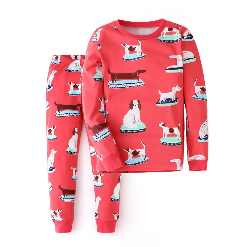 

3-8T Children Clothing Sets Autumn Winter Cotton Girls Outfits Animals Printed New Top + Pant Dogs Suit Outwear Kids Popular Set