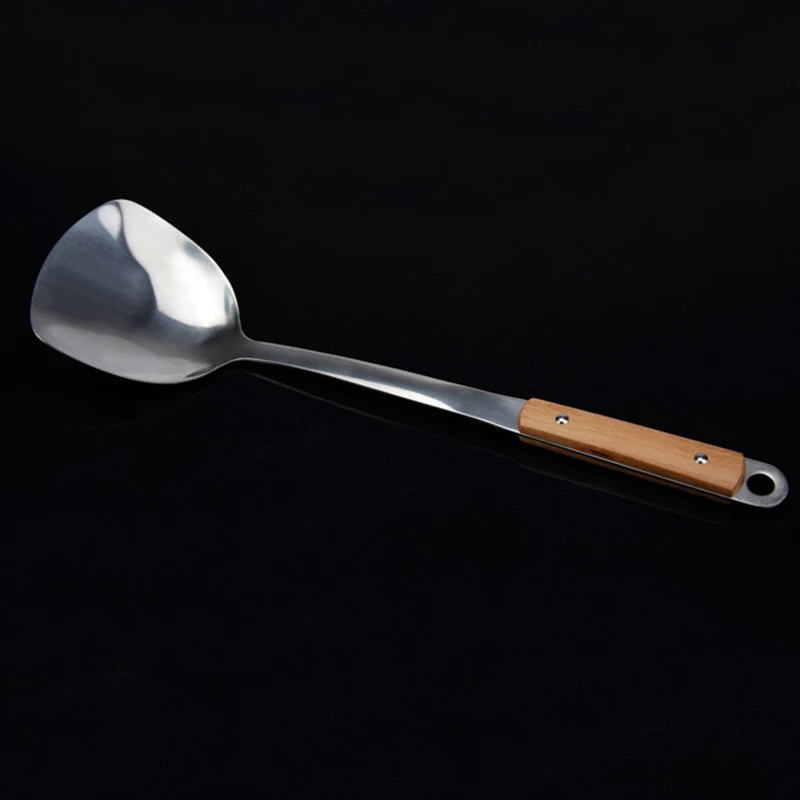 1 шт. кухонная посуда с деревянной ручкой лопаточка из нержавеющей стали ложка-сито кухонные инструменты принадлежности B