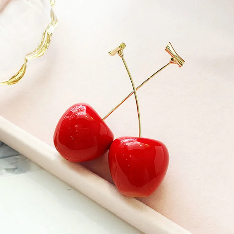 Новые акриловые red cherry серьги дамы темперамент Корея Девушка Сердце Симпатичные супер фея серьги, длинные серьги