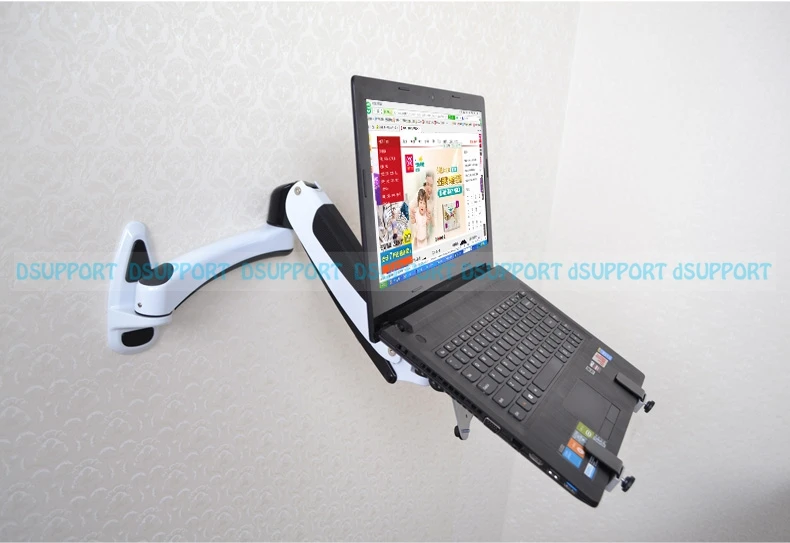 Wall Mount Laptop Holder Gas Spring Arm Aluminum Alloy Full Motion 10 15 inch Laptop Mount