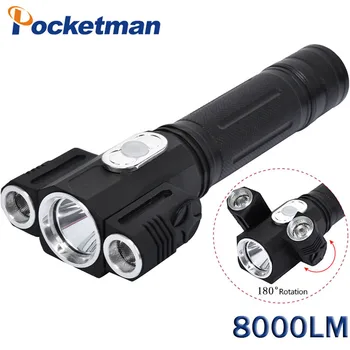 

Super Powerful LED Flashlight Torch Lanterna Led T6+2*XPE Rotating for Camping Hunting Magnet Lanterna Tatica Lampe Torche zk62