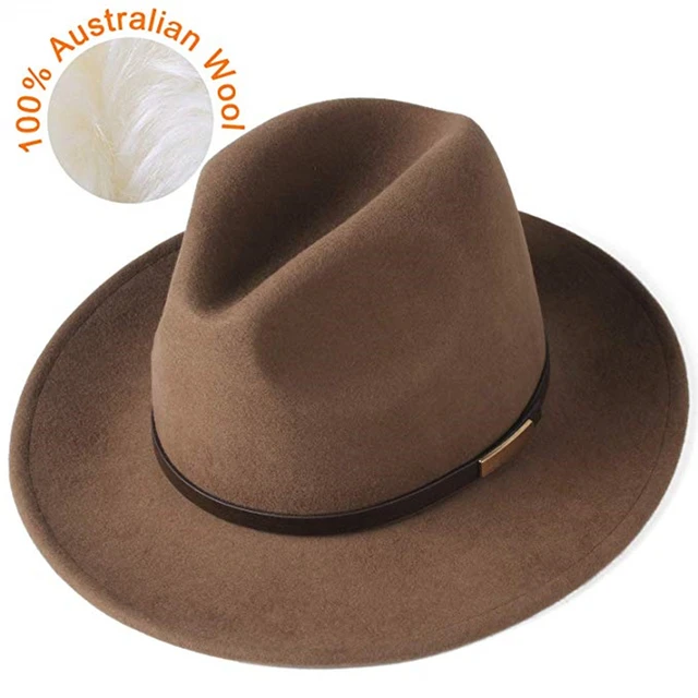 FURTALK Fedora Hat for Women Men 100% Australian Wool Felt Wide Brim Hat Vintage Jazz Fedora Hat Couple Cap Winter chapeau femme 1