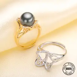 Модные жемчужное кольцо ювелирное изделие аксессуары серебро круглые кольца 925 пробы Серебряные кольца для Для женщин ювелирных изделий