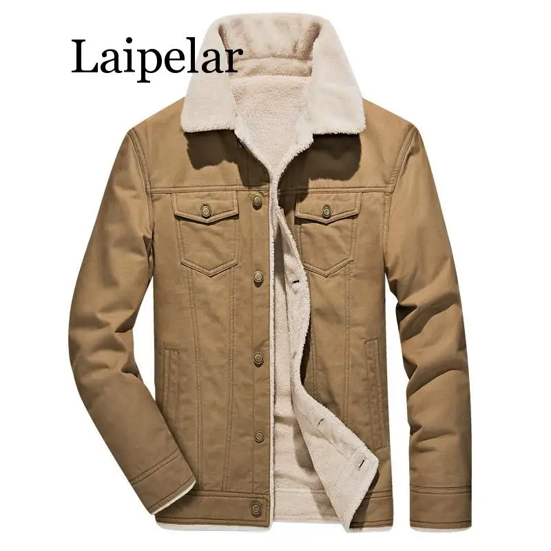 Laipelar New Winter Men's Warm Cargo Jackets Fleece Lined Coats For Male Outwear Wear  M-4XL
