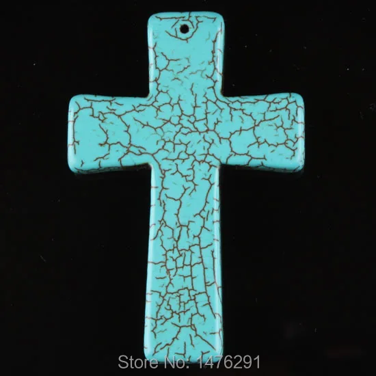 

40X60MM Green Howlite Stone Vein Cross Bead Gems Pendant 1PCS