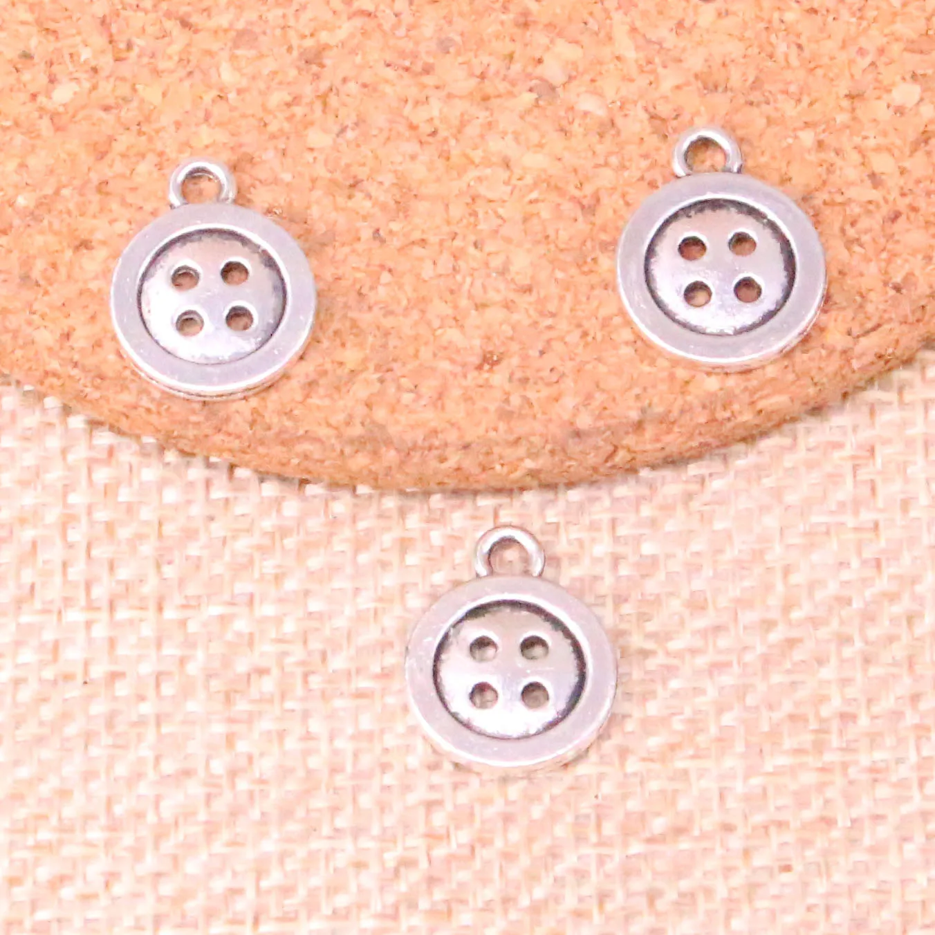 18Pcs Antique Silver double sided button Charms Pendants For DIY