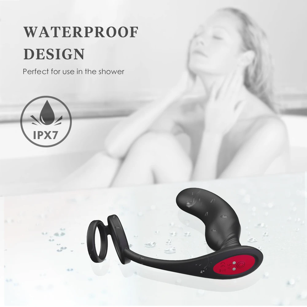 Male Masturbate Prostate Massage with Ring Remote Control Anal Vibrator Silicone Sex Toys for Men Dildo Butt Plug Penis Training (6)