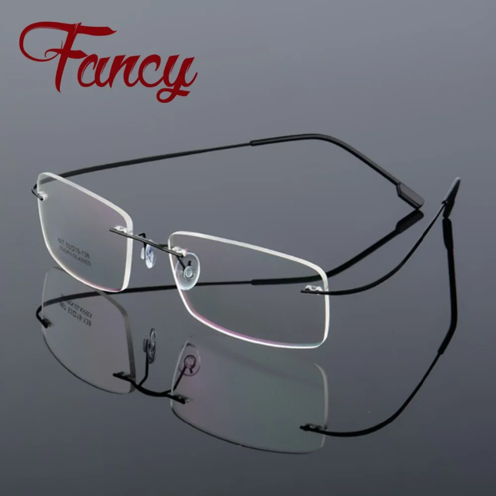 

Titanium alloy Men women unisex metal frame ultralight prescription spectacles rimless eyeglass flexible soft eyewear