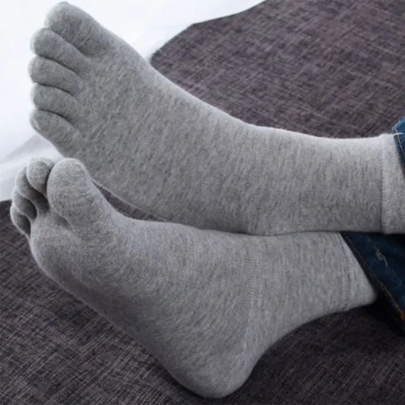 Мужские пять носок с пальцами мягкий полиэстер хлопок лодыжки носок носки сплошной цвет дышащие