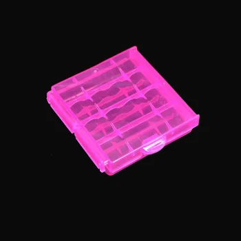 

Coloful Battery Holder Case 4 AA AAA Hard Plastic Storage Box Cover For 14500 10440 Battery Case