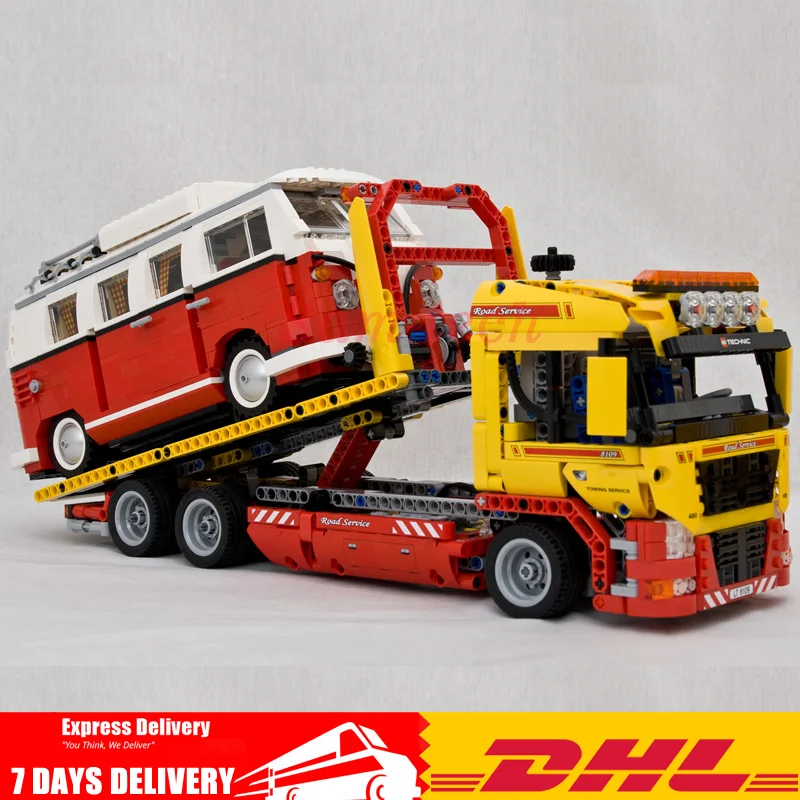 

Moc Legoinglys 8109 10220 Lepin 20021 Technic Flatbed Truck Set+21001 T1 Camper Van Car Model Building Blocks Bricks Kits Toy