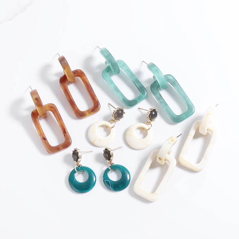 

Multiple Shape New Fashion Bohemia Acrylic Dangle Earring For Women Acetate Geometric Round Drop Earring Female oorbellen hanger