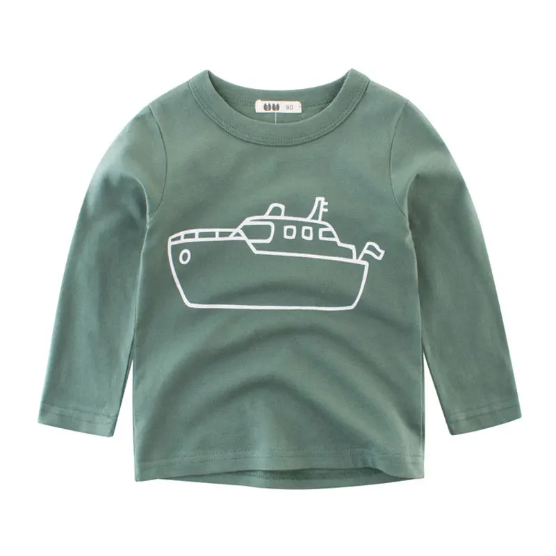 spesifikasi 2018 Anak Musim Gugur Lengan Panjang Atasan Anak Laki laki Pakaian Pesawat Printing Anak Kemeja untuk Anak Laki laki Bayi Laki laki T shirt