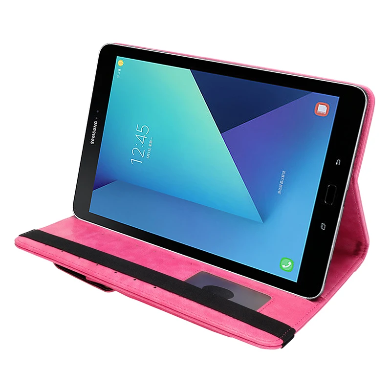 Case for Samsung Galaxy Tab S3 9.7'' SM-T820 T825 With Pen Holder PU Leather Wallet Card Slots Tablet Folio Case Stand Cover (70)
