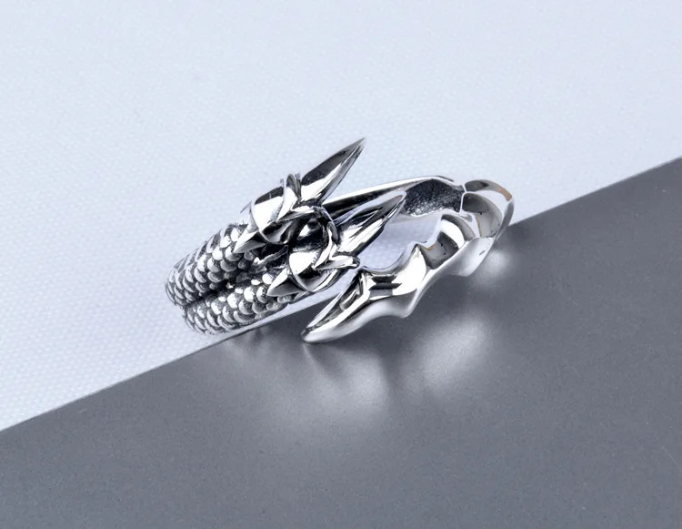 Кольцо из стерлингового серебра s925 пробы, мужское винтажное серебряное Ювелирное кольцо, кольцо с когтями дракона, Открытое кольцо для влюбленных, нейтральная Мода