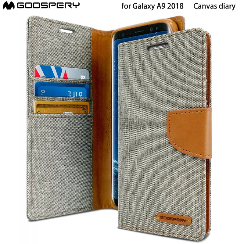 

Original Mercury Goospery Canvas Diary Wallet Leather Stand Case Cover for Samsung Galaxy A9 2018 A9 Star A9 Pro A9S