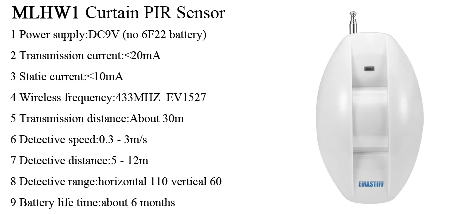 Беспроводной пассивный инфракрасный детектор Шторы Сенсор PIR охранная сигнализация с функцией обнаружения Системы датчик вторжения ИК датчик движения