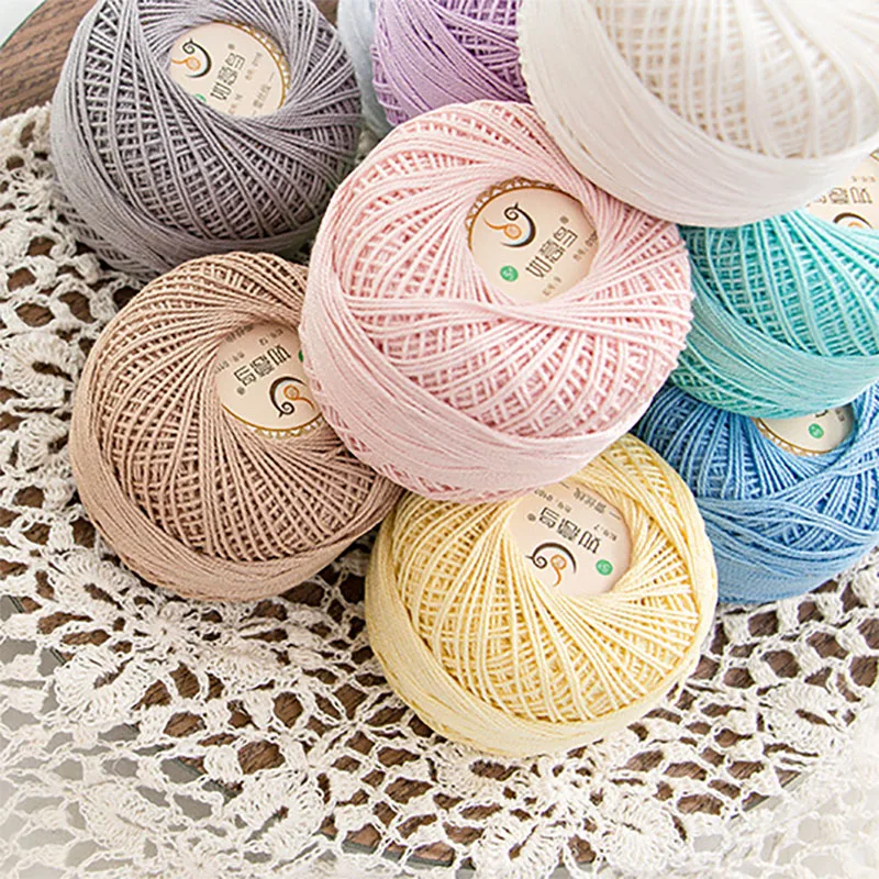 

50g/ball Soft 3 ply 100% Cotton 5# Lace Yarn for Hand Knitting Crochet Thin Thread for DIY Pillow Lace Supplies XA010