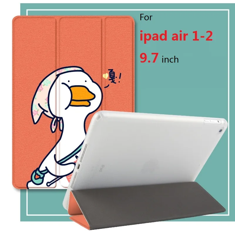 For iPad air 1-2 9.7 inch case with Auto Wake Up/Sleep Function Stand Smart Cute Creative Duck for ipad 9.7&quot cases | Компьютеры и